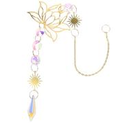 BESPORTBLE Golden Lotus Crystal Sun Catcher Sparkling Flower Ornament for Indoor Window Garden Car Rearview Mirror Hanging Decor Multipurpose Prism Pendant for Peaceful Ambiance and Spiritual