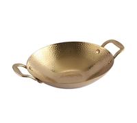 BESPORTBLE Golden Stainless Steel Korean Ramen Pot with Double Handle, Heat-Resistant Cooking Pan Featuring Even Heat Transfer, Kitchen Accessory for Home and Restaurant Use