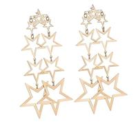BESPORTBLE Golden Zircon Five-pointed Star Long Dangle Earrings for Women Fashionable Alloy Ear Studs with Unique Vintage Design Lightweight and Easy to Wear for Daily Use and Special