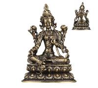 BESPORTBLE Green Tara Buddha Statue Retro Buddhist Ornament Brass Buddha Decoration Desktop Decor for Office Living Room Front Door Temple Spiritual Home Accent