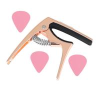 BESPORTBLE Guitar Capo Tuner Clip with Built Pin Puller and Soft Padding for Electric Acoustic Ukulele Rose Gold Metal Clamp with Guitar Picks Grip for String Protection and Easy String