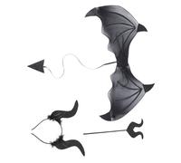 BESPORTBLE Halloween Devil Costume Lightweight Devil Horn Headband Stick and Black Wings Cosplay Accessories for Men Women Teens Party and Cosplay