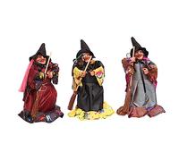 BESPORTBLE Halloween Witch Doll Ornaments Cloth and Party Adornments with Creepy Faces and Brooms for Table Wall Door Decorations