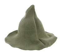 BESPORTBLE Halloween Wool Witch Hat for Adults, Green Pointed Wizard Hat with Wide Brim, Woolen Cosplay Witch Costume Accessory for Halloween Party and Renaissance Dress-Up
