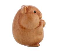 BESPORTBLE Hand Carved Mini Hamster Figure Wooden Animal Ornament for Home Decor Detailed Handcrafted Rat Figurine Collectible Cute Wood Animal Carving for Desk and Shelf Display