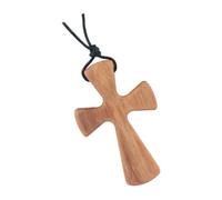BESPORTBLE Hand Carved Wooden Cross Pendant Necklace Lightweight Adjustable Chain for Women Elegant Symbolic Jewelry Gift