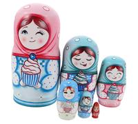 BESPORTBLE Hand Painted Russian Nesting Dolls Set Wooden Matryoshka for Cognitive Development Authentic Folk Art Decoration Portable Traditional Stacking Dolls