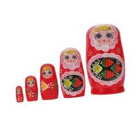 BESPORTBLE Hand-painted Strawberry Girl Matryoshka Dolls Set Wooden Russian Nesting Doll Figurines with Artistic Detailing Cultural Modern Blend Natural Material for Collectors and Decor