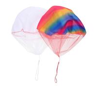 BESPORTBLE Hand Throw Parachute Toys for Kids with Rainbow and White Lanyards, Outdoor Playthings Set of 2 for Boys and Girls Bag Included