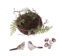 BESPORTBLE Hand Woven Bird Nest Ornament Rustic Style Photography Prop for Weddings Home Decor Outdoor Gardens Includes Leaf Nest Birds Eggs Nature Enthusiasts
