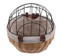 BESPORTBLE Handcrafted Rattan Pet Bicycle Basket for Small Dogs and Cats with Ventilated Structure and Secure Strap, Elegant Natural Wicker Design for City Rides and Summer Outdoor Trips,