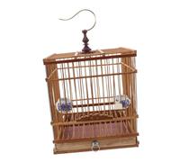 BESPORTBLE Handmade Bamboo Bird Cage with Carbonized Purple Finish Removable Tray Hanging Hook Rectangular Habitat for Lovebirds Budgies Parakeets Goldfinches Indoor Balcony Use
