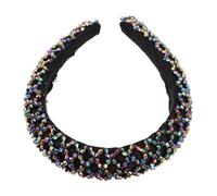 BESPORTBLE Handmade Colorful Beaded Headband Lightweight Elastic Sparkly Wide Hairband for Women Travel-friendly Fashion Accessory with Rhinestone Jewelry Design
