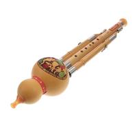 BESPORTBLE Handmade Hulusi Bamboo Gourd Flute C Key Musical Instrument for Beginners Natural Golden Silk Nan Bamboo Distinctive Pattern