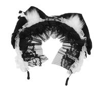 BESPORTBLE Handmade Lace Cat Ears Headband for Women and Plush Lolita Maid Hair Hoop with Intricate Design Elegant Cosplay Accessory for Halloween Masquerade Party and Role Playing