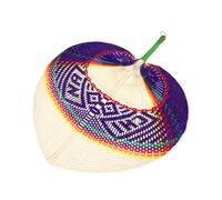 BESPORTBLE Handmade Peach-Shaped Blue and White Bamboo Weaving Fan, Natural Paddle Fan for Summer Cooling and Wall Decoration, Lightweight Portable Photo Prop