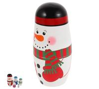 BESPORTBLE Handmade Snowman Russian Nesting Dolls Wooden Matryoshka for Christmas Holiday Decor Fun Challenging Stacking Gift with Symbolic Luck Design