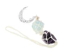 BESPORTBLE Handwoven Amethyst and Green Aventurine Crystal Stone Car Hanging Ornament Rear View Mirror Decor Home and Vehicle Decorative Pendant