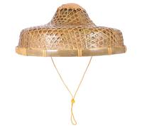 BESPORTBLE Handwoven Bamboo Fisherman Hat with Rope, 36.5cm x 14cm Rain and Sun Blocking Woven Bamboo Sun Hat for Summer Outdoor Farming and Fishing
