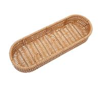 BESPORTBLE Handwoven Large Oval Imitation Rattan Cutlery Holder Basket, Flatware Organizer for Kitchen Countertop and Restaurant Table, Light Coffee Color Utensil Storage