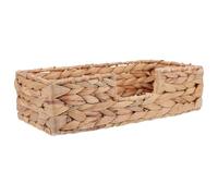 BESPORTBLE Handwoven Seagrass Storage Basket with Flat Base Vintage Rectangular Tissue Box Organizer for Desktop Bedroom Hotel Decor Multipurpose Holder for Snacks Books and Small Items