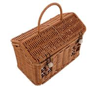 BESPORTBLE Handwoven Wicker Basket Handle, Rattan Storage Basket for Christmas and Wedding, Multi-functional Woven Present Box for Candy, Nuts, and Cookies Packaging
