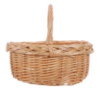 BESPORTBLE Handwoven Willow Picnic Basket with Handles Small Rustic Storage Basket for Garden and Travel Handmade Woven Willow for Outdoor Use
