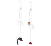 BESPORTBLE Hanging Cat Teasing Toys 2pcs Set Elastic Jumping Mouse and Bell Ball Self-teasing Portable Kitten Toys for Indoor Cat Enrichment