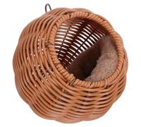 BESPORTBLE Hanging Parrot Breeding Nesting House Made of Plastic with Rattan Style Woven Nest Design, Health Airflow and Effortless Cleaning Features, Suitable for Budgerigars and Lovebirds
