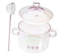 BESPORTBLE Heat Resistant Clear Glass Soup Pot with Dual Handles and Spoon Borosilicate Stewing Pan for Stove Cooking for Noodles Soups Sauces and Everyday Use
