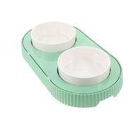 BESPORTBLE Heated Ceramic Cat Double Bowl with USB 5V Power, Removable Thermostatic Green Pet Feeding Dish for Food and Water, Suitable for Indoor and Outdoor Use in Winter