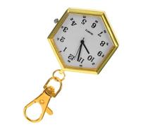 BESPORTBLE Hexagonal Key Chain Pocket Watch with Retro Color Medical Hanging Watch for Nurses and Doctors Stylish Key Buckle Pendant for Belt Backpack Accessory
