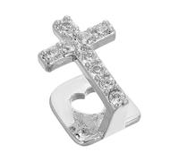 BESPORTBLE Hip Hop Silver Single Tooth Grill with Zircon Cross, Party Teeth Jewelry for Men and Women, Micro-paved Sparkling Cap for Rapper Accessories