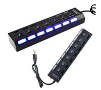 BESPORTBLE Hub and Simultaneous Port Use 7-port USB 2.0 with High-speed Data Transfer Metal Plastic Construction Black USB Multi Charger Hub Compatible with Laptop and Pc