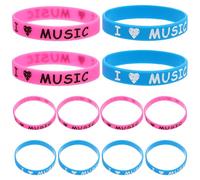BESPORTBLE I Love Music Bracelets Silicone Colorful Wristbands 12pcs Comfortable for Longterm Wear Versatile Use Unique Hip Hop Style for Music Festivals Party Favors