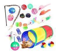 BESPORTBLE Indoor Cats Toys Assortment 20pcs Interactive Cat Toys Pack Tunnel and Teaser