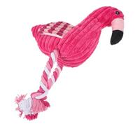 BESPORTBLE Interactive Pink Flamingo Squeaky Dog Toy Plush Corduroy Chew Rope for Teeth Cleaning Sturdy and Fun Puppy Toy