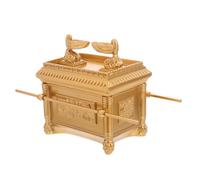 BESPORTBLE Israel Ark Ornament Religious Statue Resin Desktop Ark of the Covenant Trinket Box Gold Faith Home Decor for Living Room and Religious Party Craft
