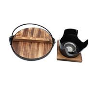 BESPORTBLE Japanese-Style Cast Iron Sukiyaki Pot Non-Stick High Temperature Resistant Cooking Boiler with Solid Lid and Stove for Home Dining and