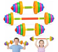 BESPORTBLE Kids Barbell Bumbbell Weight Set 2PCS, Add Water Adjustable Free Weights for Kids Aged 3-12 School Home Gym Sports Training Exercise Equipment, 0.4-16lb, Non-Slip Nitrile Rubber Grip