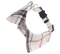 BESPORTBLE Kitten Adjustable Collar Bell Cute Check Pattern Design Comfortable Skin-friendly Pet Collar for Daily Wear Holiday Parties and More Safe and Lightweight White