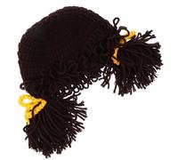 BESPORTBLE Knit Woolen Yarn Hat with Wig Decoration for Boys Warm Lightweight Winter Cap Breathable Skin Friendly Beanie for Years Cute Photo Prop Accessory Coffee