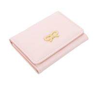 BESPORTBLE Korean Style Mini Wallet for Women Compact Pink Short Wallet with Butterfly Detail Lightweight Change Purse with Zipper Portable Card Holder for Teens and Ladies