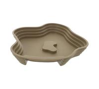 BESPORTBLE Large Brown-green Reptile Water Dish Plastic Tortoise Soaking Bathing Pool with Ramp, Deep Turtle Soaking Bowl for Bearded Dragon Gecko Snake, Terrarium Water Basin for Indoor