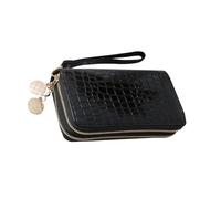 BESPORTBLE Large Capacity Double Zipper Patent Leather Wallet for Women Stylish PU Leather Long Purse Multiple Card Slots for Everyday Use and Travel
