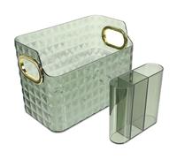 BESPORTBLE Large-capacity Makeup Organizer Desktop Cosmetic Storage Box in Dark Green and Gold Makeup Brush Holder Vanity Organizer for Bathroom
