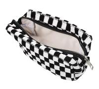 BESPORTBLE Large Capacity Woolen Yarn Toiletry Bag with Checked Pattern, Easy to Access Travel Cosmetic Bag Made of Sturdy Cloth for Daily Use and Travel