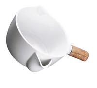 BESPORTBLE Large Nordic White Ceramic Grease Filter Bowl for Kitchen Oil Soup Separation with Strainer Lid, Food Grade Oil Soup Filter Container for Home Cooking and Fat Drain