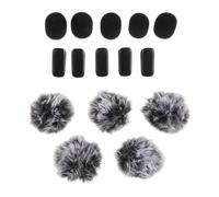 BESPORTBLE Lavalier Microphone Windshield Accessories 15pcs Set with 5 Mini Sponge Covers, 5 Furry Wind Muffs, and 5 Clips for Wireless Clip-On Mic Wind Noise Reduction