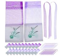 BESPORTBLE Lavender Sachet Bags 20Pcs 6X2.8 Inch Cotton Drawstring Gauze Empty Bags for Herbs Spices Wardrobes and Home Fragrance